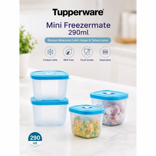 Tupperware mini freezermate 290ml tempat penyimpanan kulkas freezer