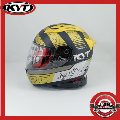 Helm Full Face KYT RC7 Motif Seri 17 Black Doft Gold Doff Matt Hitam Doft Emas Original Touring
