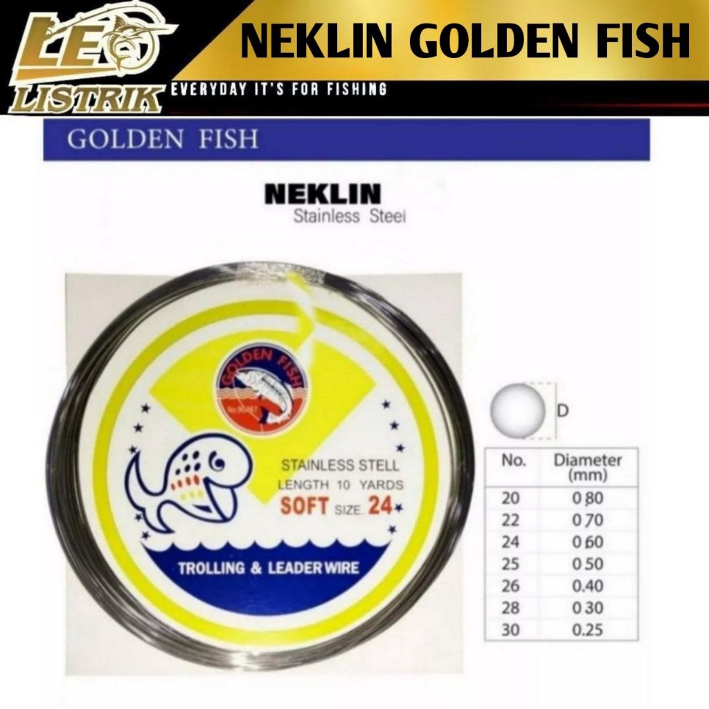NEKLIN GOLDEN FISH TROLLING & LEADER WIRE KAWAT STAINLEES STEEL HARD & SOFT