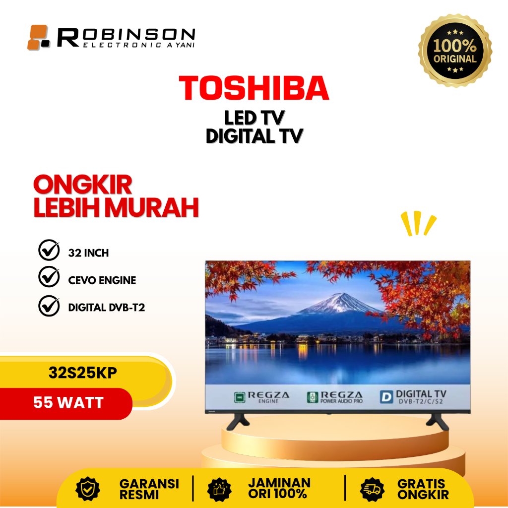 LED TV Toshiba 32S25KP 32 Inch Digital TV CEVO Engine Digital DVB-T2 Garansi Resmi