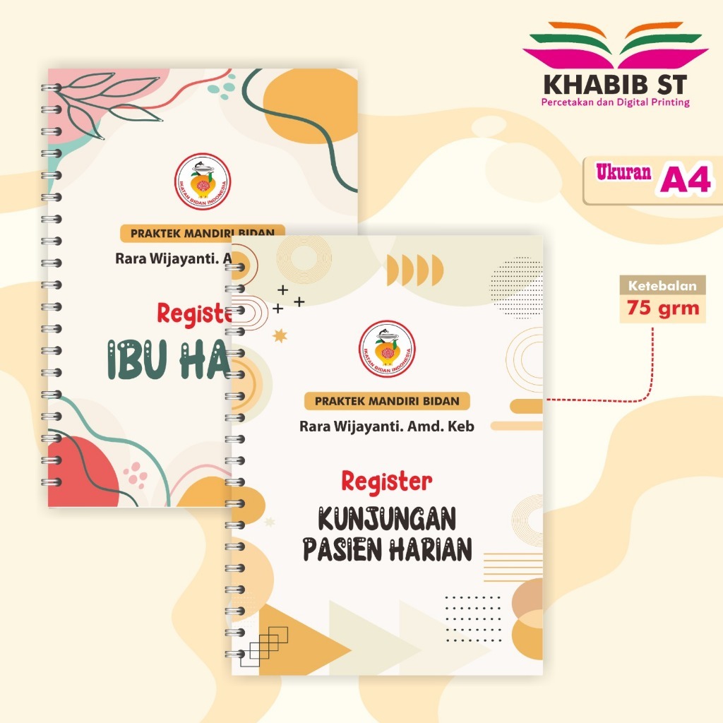Buku Register Bidan CUSTOM, Buku Adminstrasi Bidan Custom, buku kebidanan castem