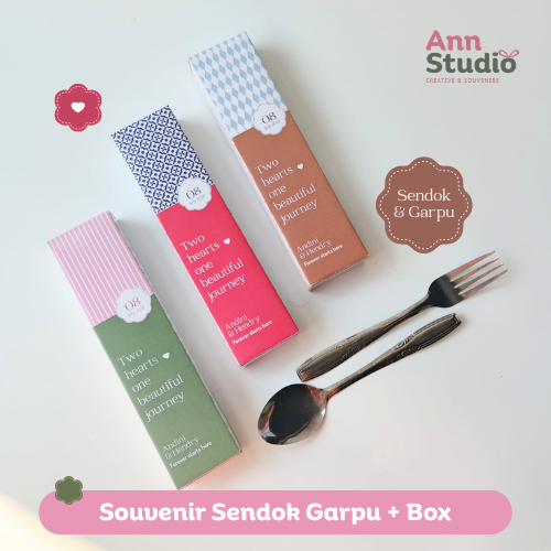 Souvenir Sendok Garpu Aesthetic Kemasan Box - Souvenir Pernikahan Sendok Garpu - Ann Studio