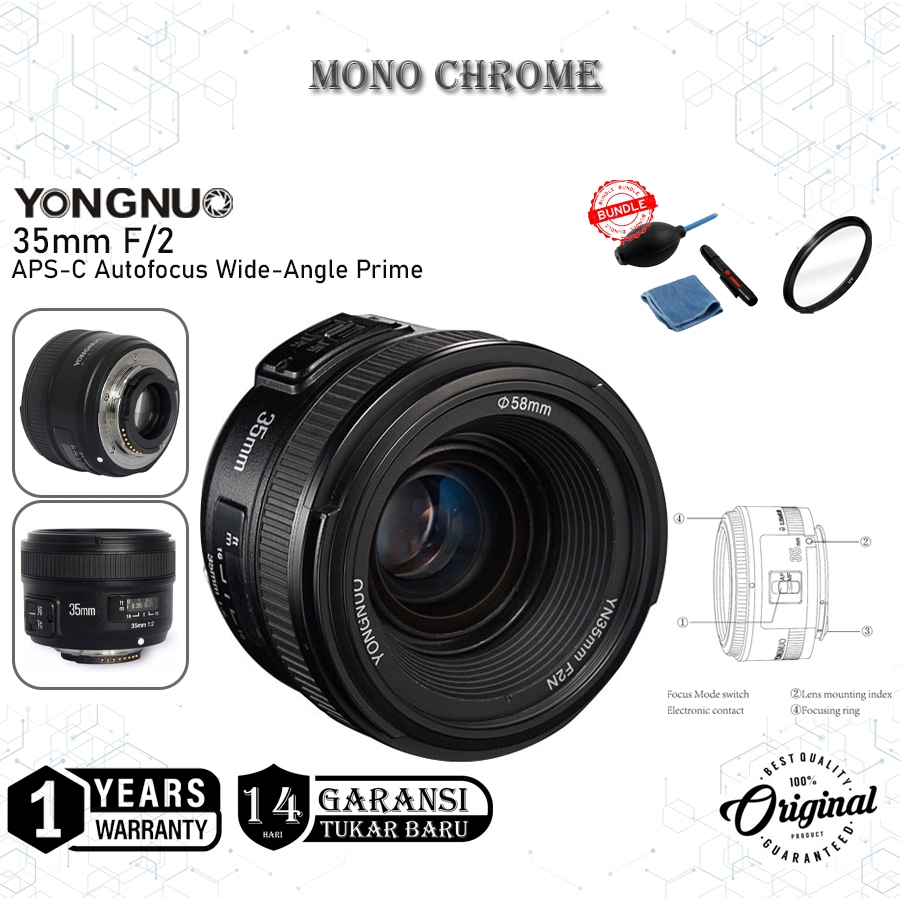 Lensa Yongnuo 35mm f2 Nikon Yn-35mm f/2 Yn 35mm F2 For Nikon