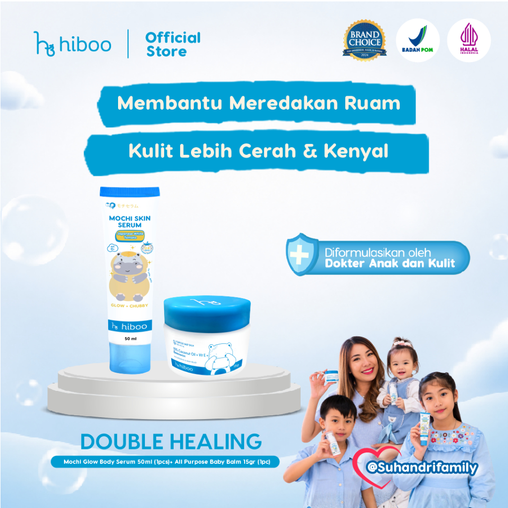 Hiboo Double Healing Set - All Purpose Baby Balm 15 gr & Mochi Glow Body Serum 50 ml