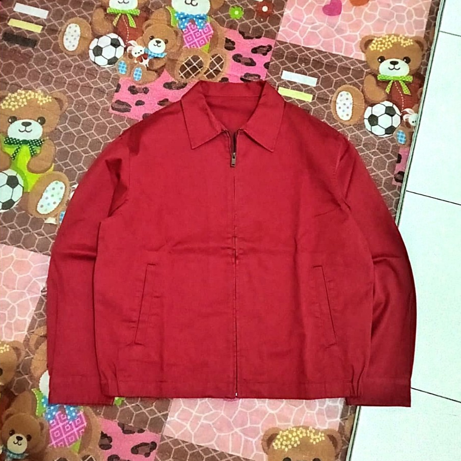 GU Uniqlo Boxy Zipper Work Jacket Red