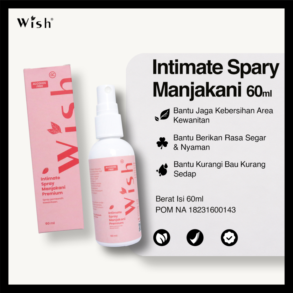 Wish INTIMATE SPRAY 60ML dr Boyke - Spray Pembersih Area Kewanitaan Herbal Antiseptik