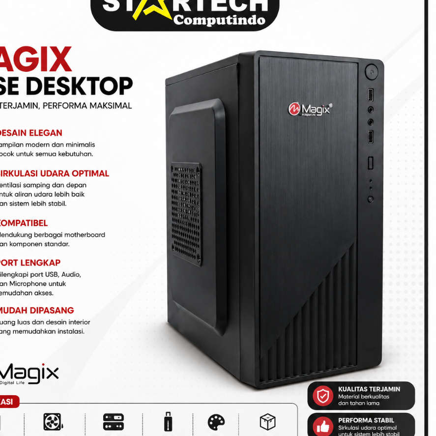 CASING PC MAGIX MICRO ATX + Power Supply MAGIX 500WATT - A3