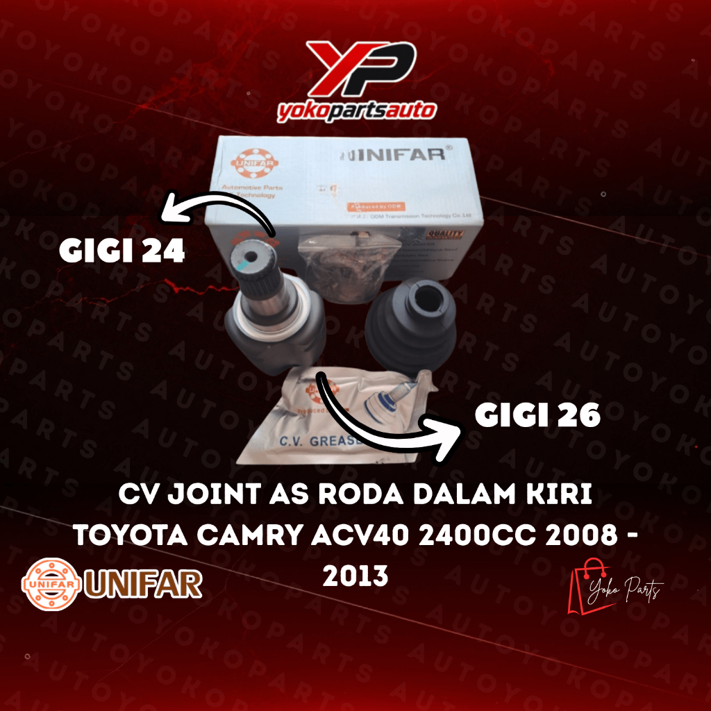 CV Joint As Roda Dalam Kiri Toyota Camry ACV40 2400cc 2008 - 2013 Unifar