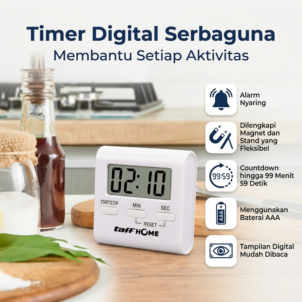 Timer Digital - Timer Dapur Masak Serbaguna - Kitchen Timer Alarm Countdown Clock Taffware