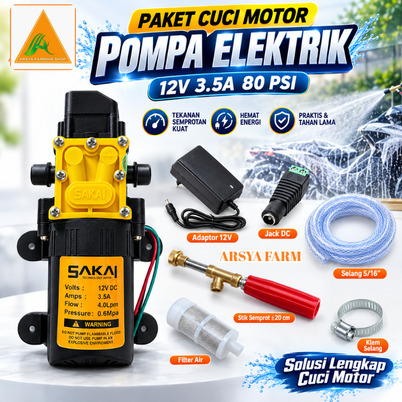 Paket Cuci Motor / Ac / Jet Cleaner / Dinamo Pump Dc + Stick Sprayer