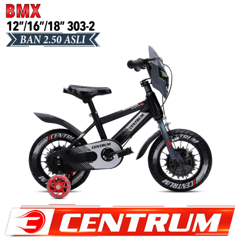 Sepeda anak bmx 12 inch trex warriors ban jumbo ada musik dan lampu usia 3-7 tahun SNI NEW