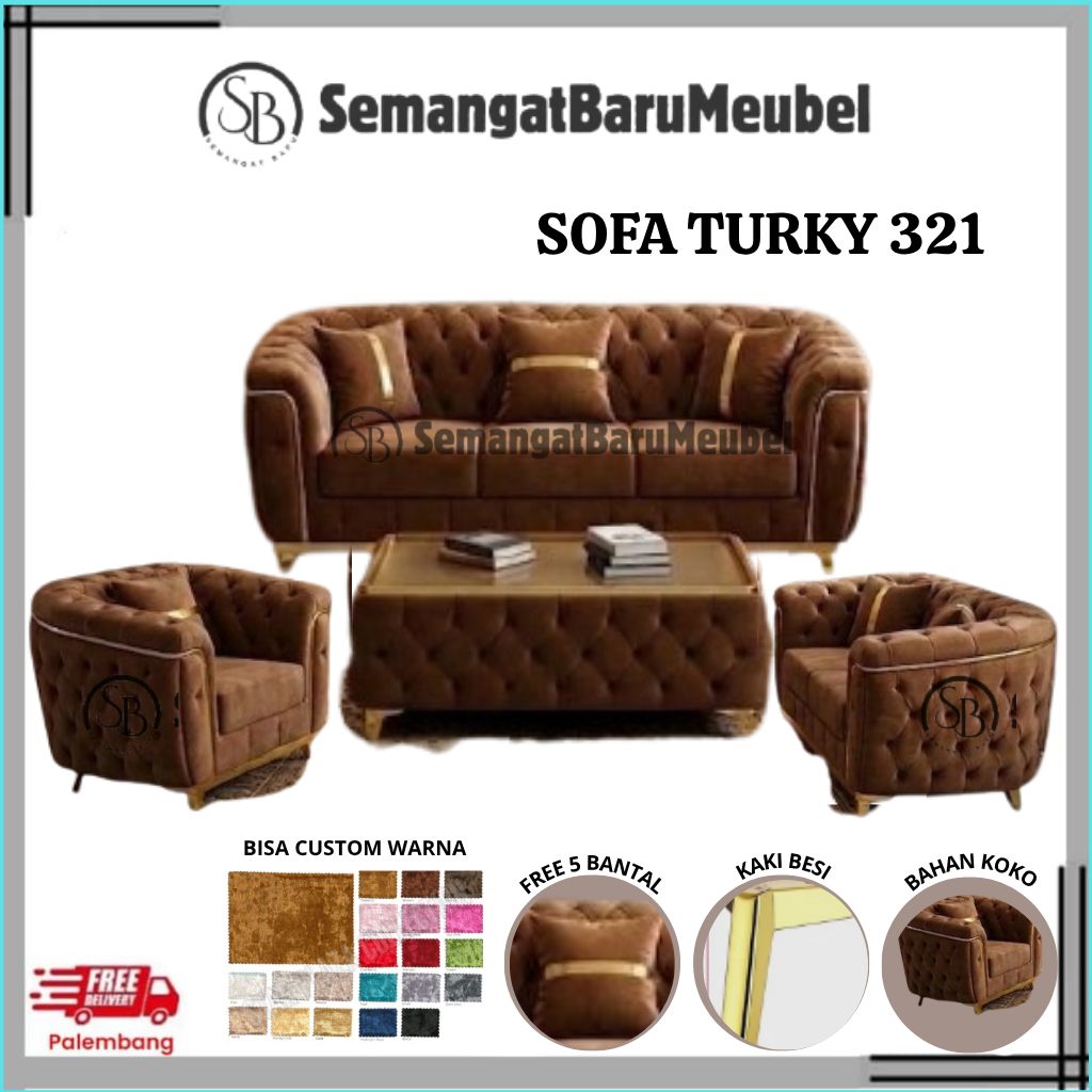 Sofa Tamu Turkey 321 / Sofa Tamu Keluarga Model 321 Turky Mewah /Sofa Mewah Full Kancing