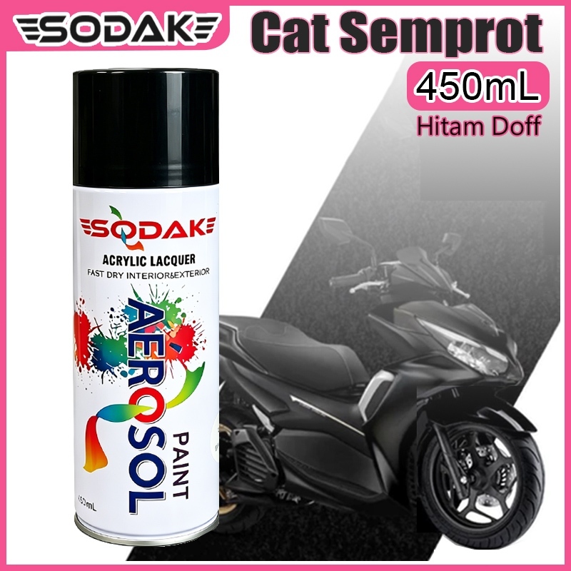 SODAK 450ML Cat Semprot Hitam Doff / Cat Hitam Doff Motor Helm