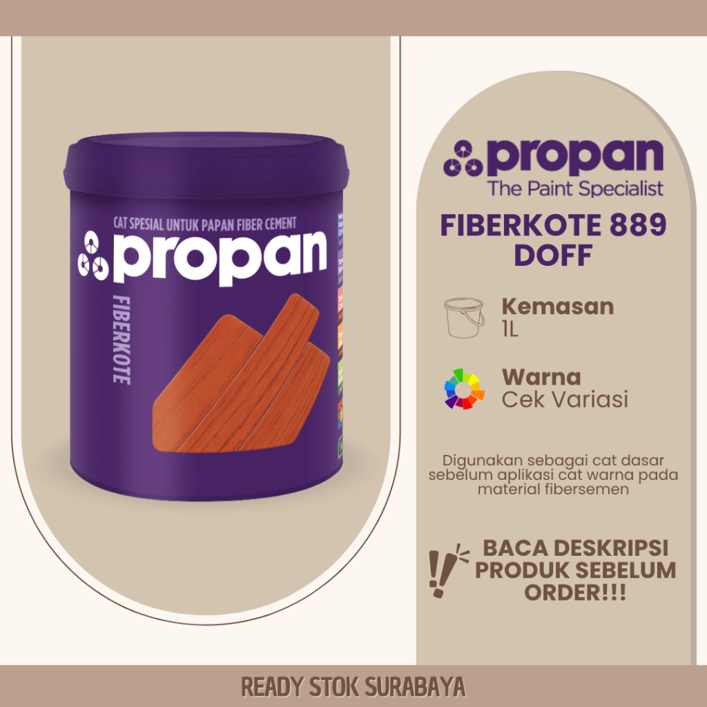 CAT PROPAN FIBERKOTE 889 DOFF 1L - Cat Untuk Fibersemen Warna Kayu