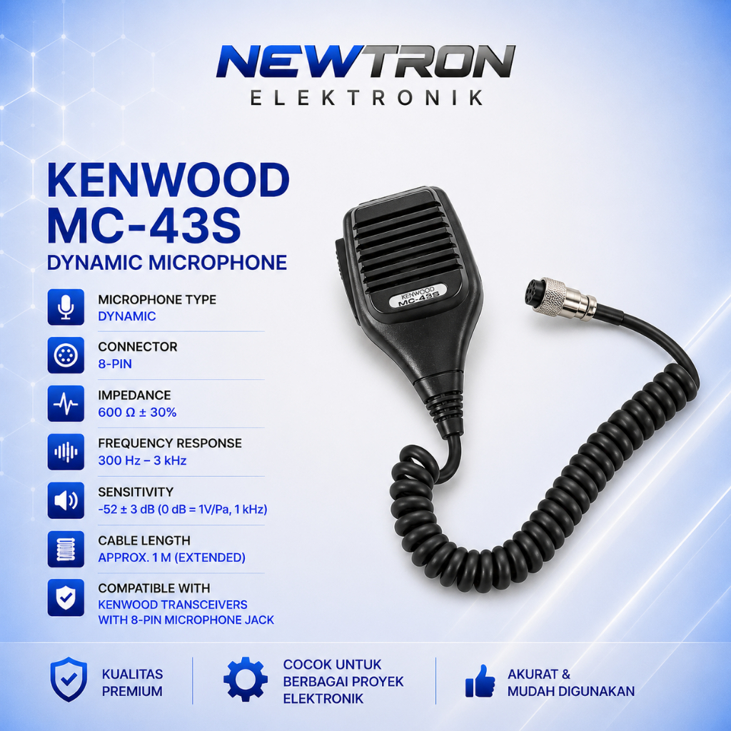 Mic Rig Kenwood MC-43S MC43S Soket 8 Pin 8Pin Besi Extra PTT Extramic Handmic Microphone Mikrofon Ra