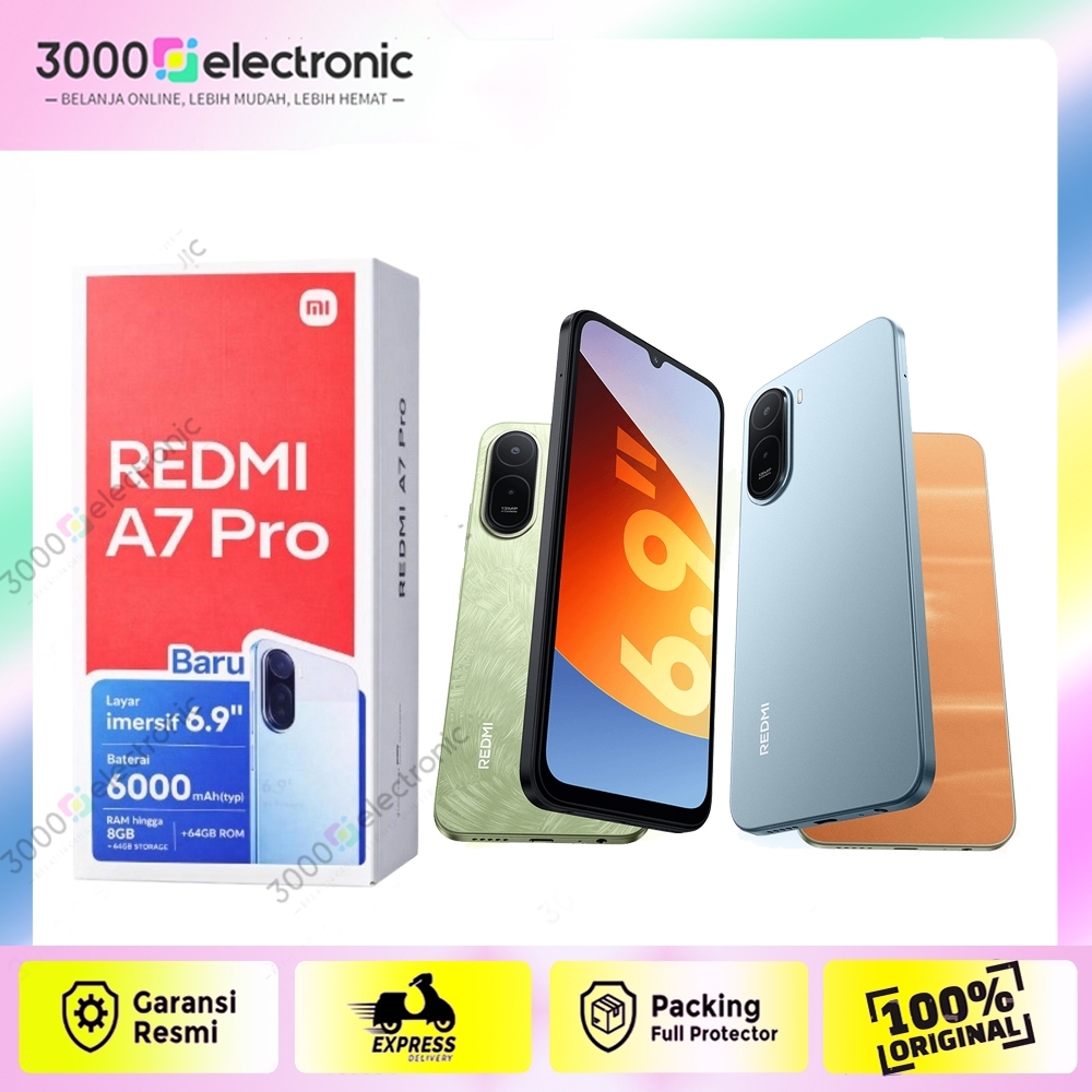 Xiaomi Redmi A7 pro - RAM 4+128 & 4/64GB - Layar besar 6,9"| 6.000 mAh 15W | Xiaomi HyperOS 3 - Gara