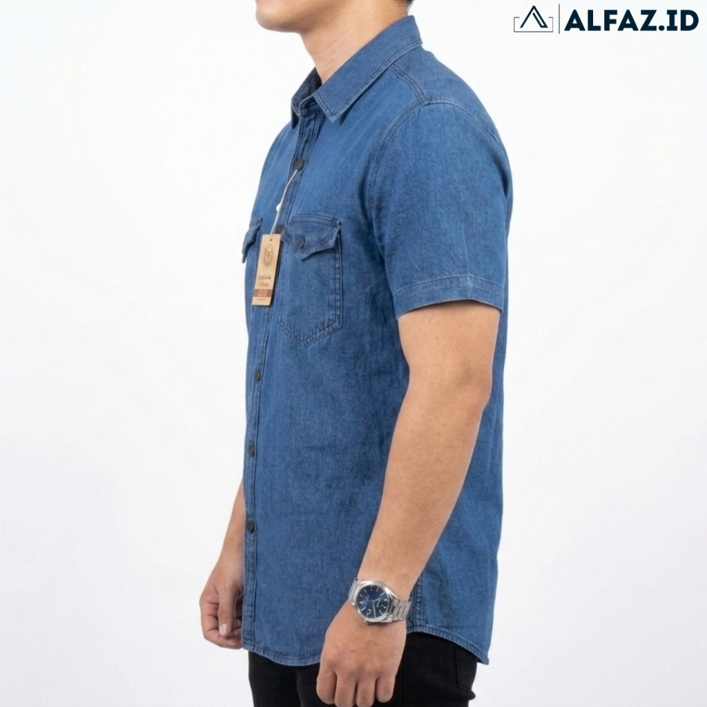 Baju Kemeja Jeans Lengan Pendek Bahan Soft Denim Levis Pria Dewasa Premium