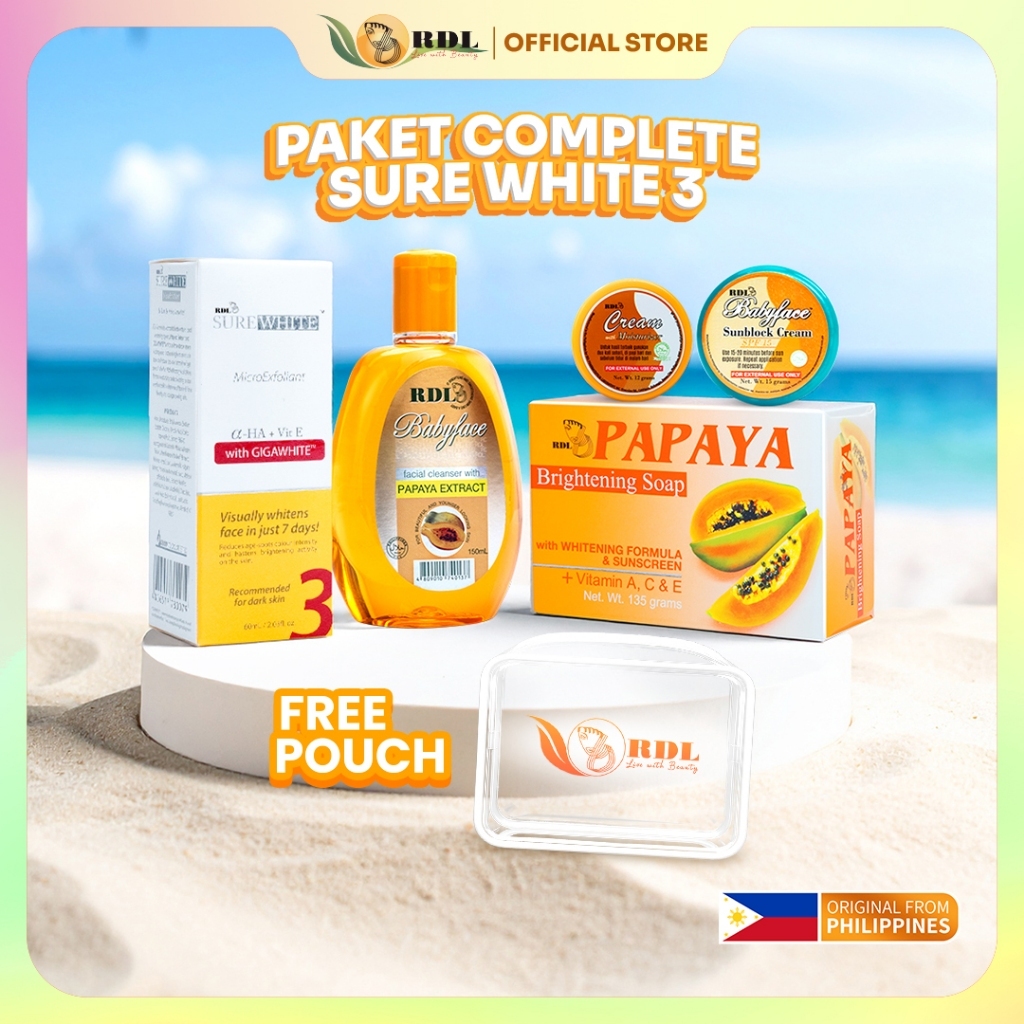 RDL Paket Complete SureWhite MicroExfoliant 3 - Skincare Pagi Malam Perawatan Wajah Merawat dan Memb
