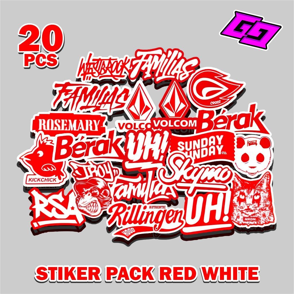 P40 STIKER PACK RED WHITE TERBARU KEREN STIKER HELM LAPTOP THUMBLER STIKER PACK FAMILIAS SKYMO RSA R