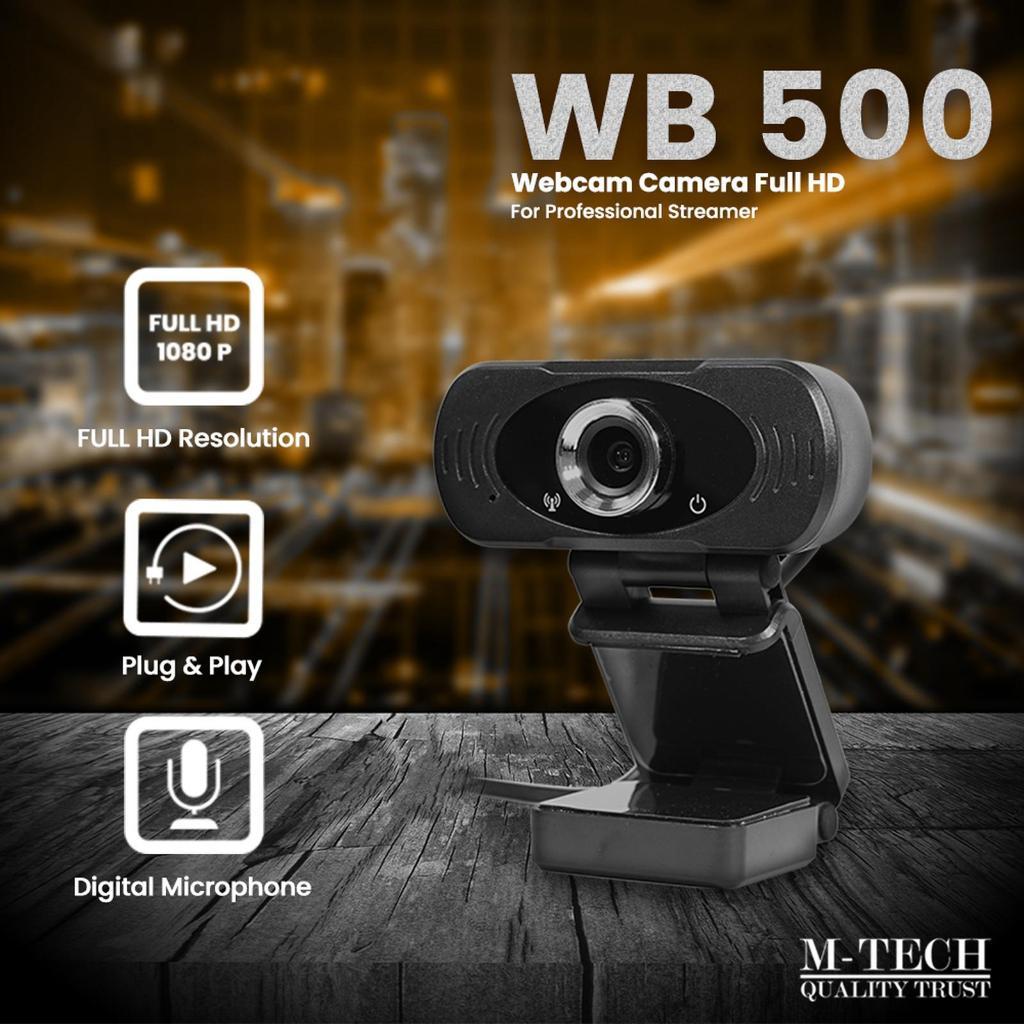 MTECH WB-500 Webcam 2MP + Mic Full HD 1080P 30FPS USB 2.0 M-Tech WB500