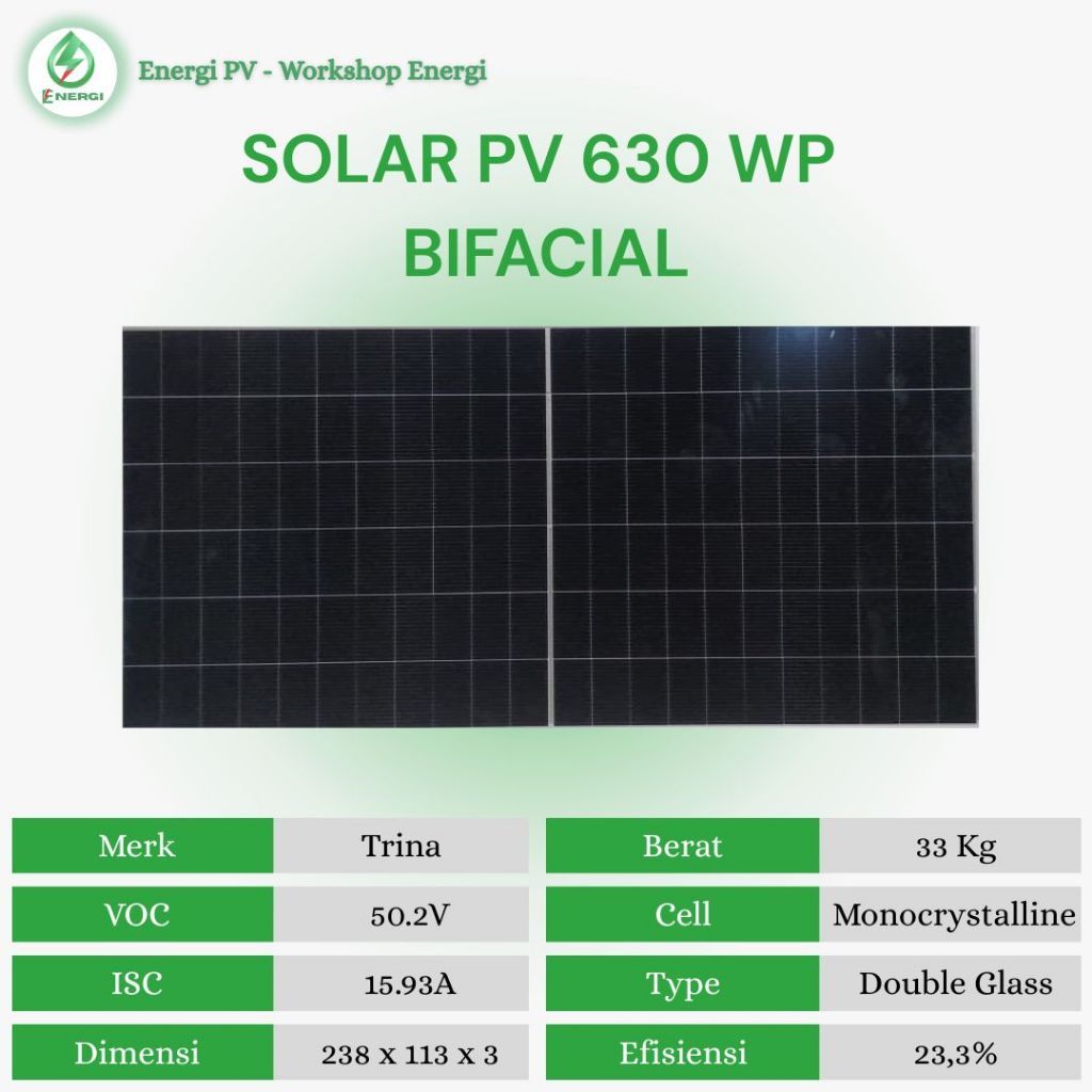 Solar PV Trina 630 wp Bifacial