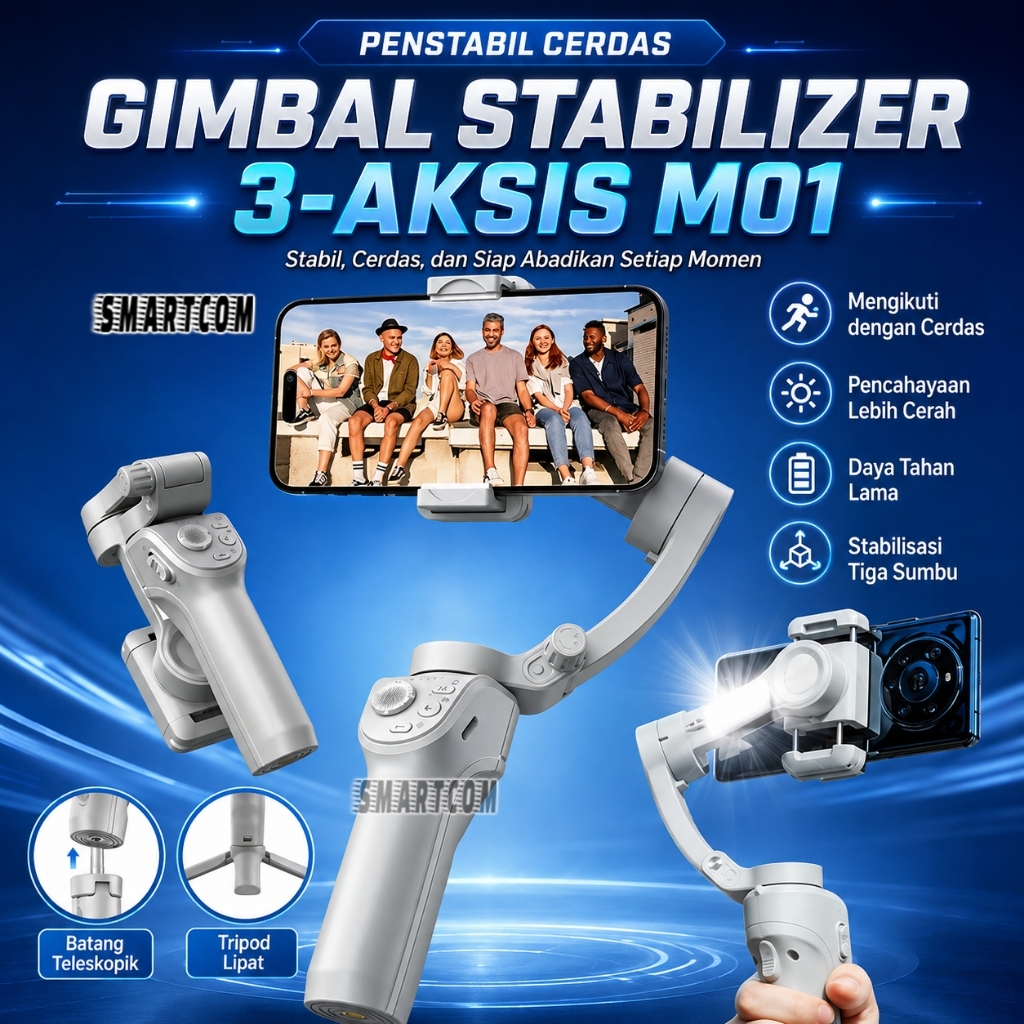 SMARTCOM ~ M01 Gimbal HP 3 Axis Gimbal Stabilizer hp Smartphone