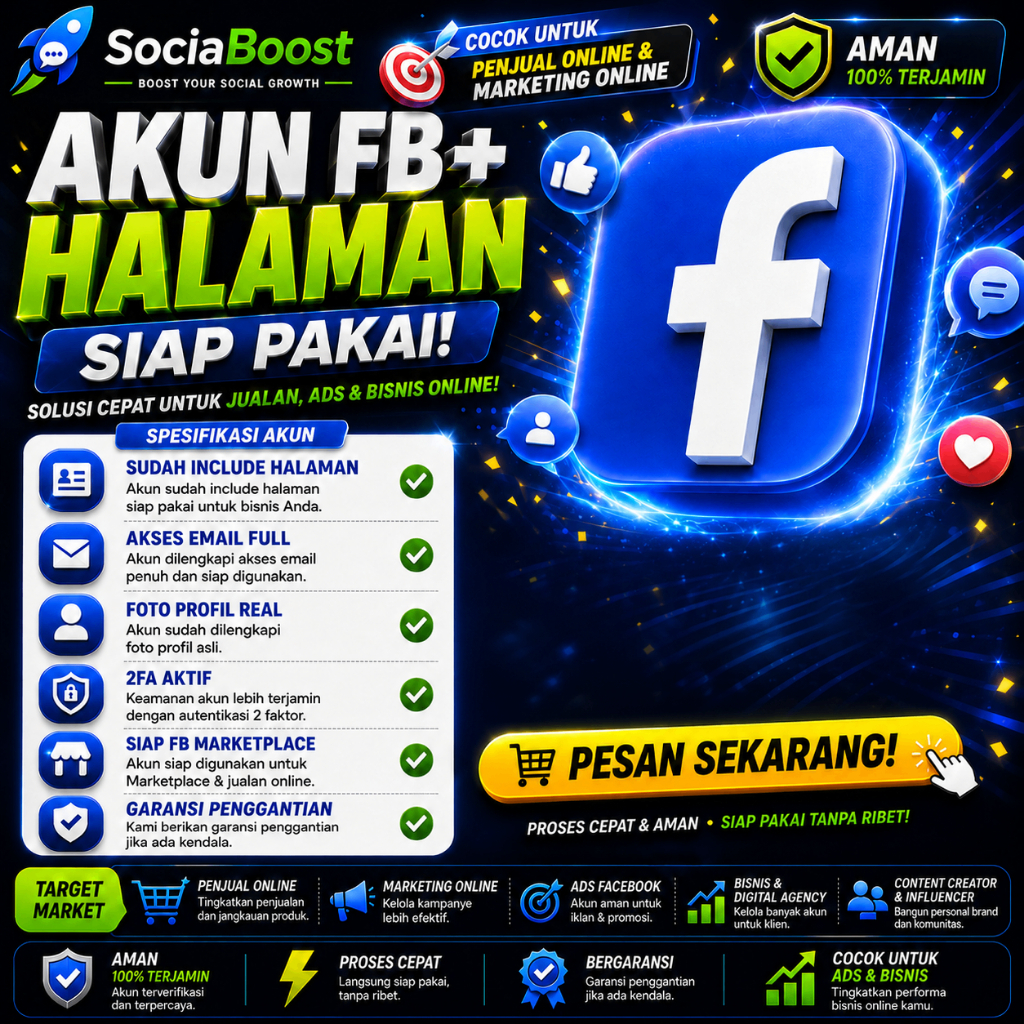 Akun Facebook + Halaman Data Super Lengkap + Akses Email OUTLOOK BERGARANSI