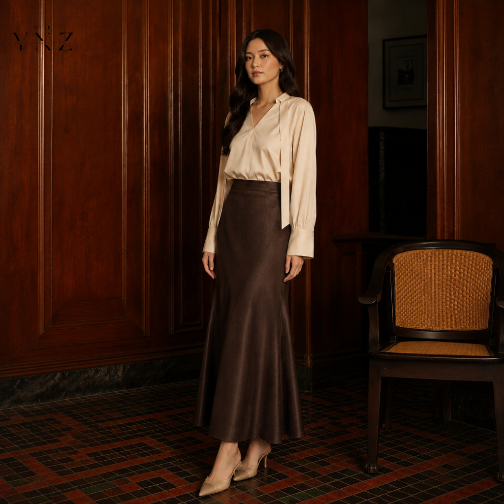 YNZ - Savi Satin Skirt Rok Satin Silk Panjang Wanita Korean Style Flowy Maxi