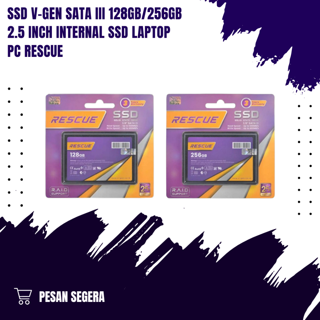 SSD V-GEN SATA III 128GB/256GB/512GB 2.5 Inch Internal SSD Laptop PC Original Garansi RESCUE