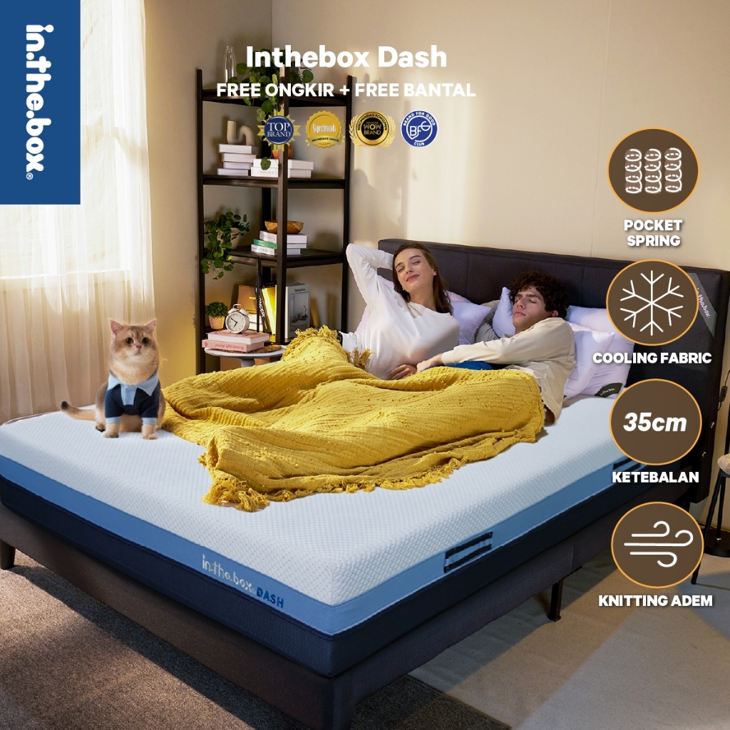 Kasur Extra Cool Fabric INTHEBOX Dash Pocket Spring Tinggi 35 cm | Ukuran Kasur 90x200, 100x200, 120