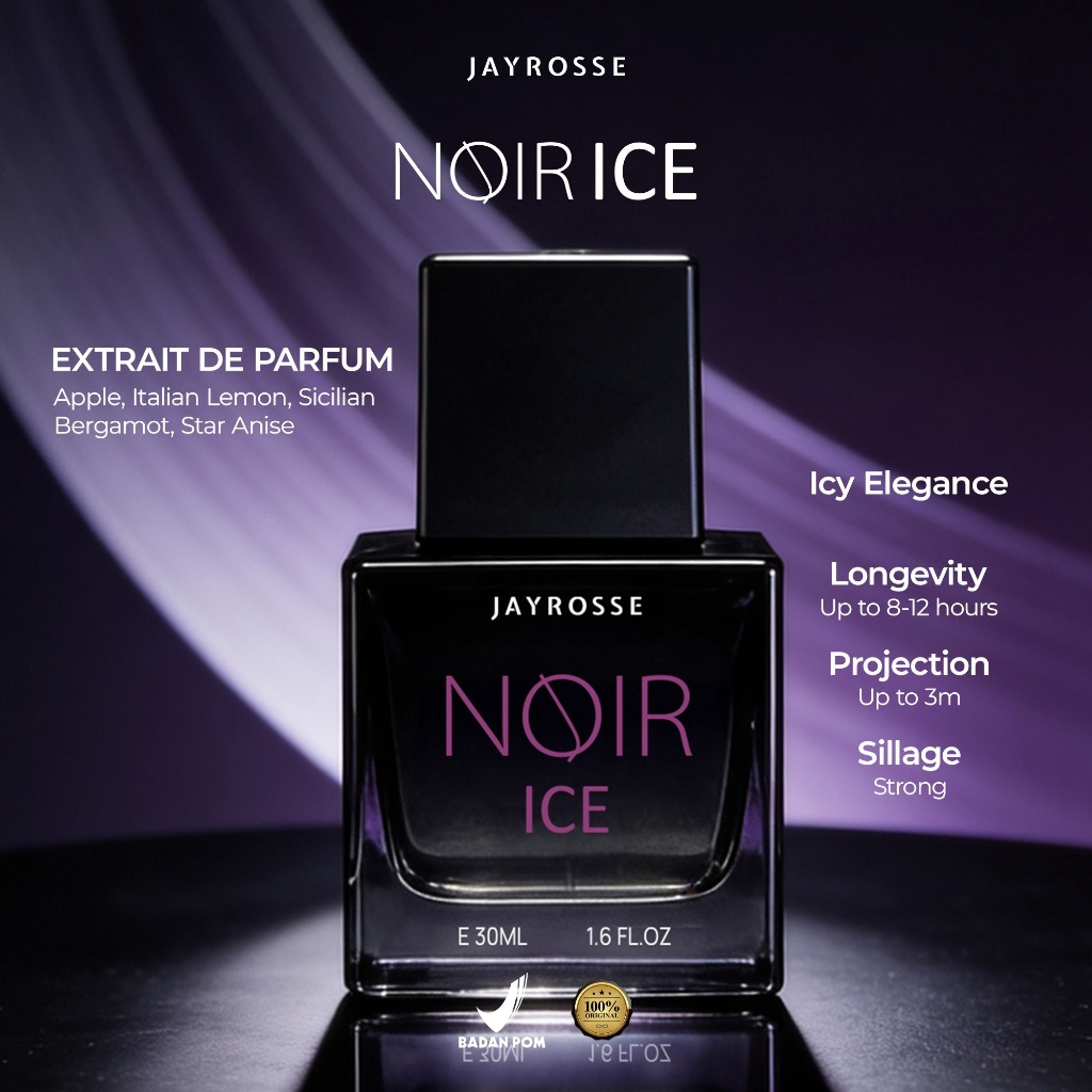 Jayrosse Extrait de Parfum - Noir Ice | Parfum Pria Best Seller Tahan Lama