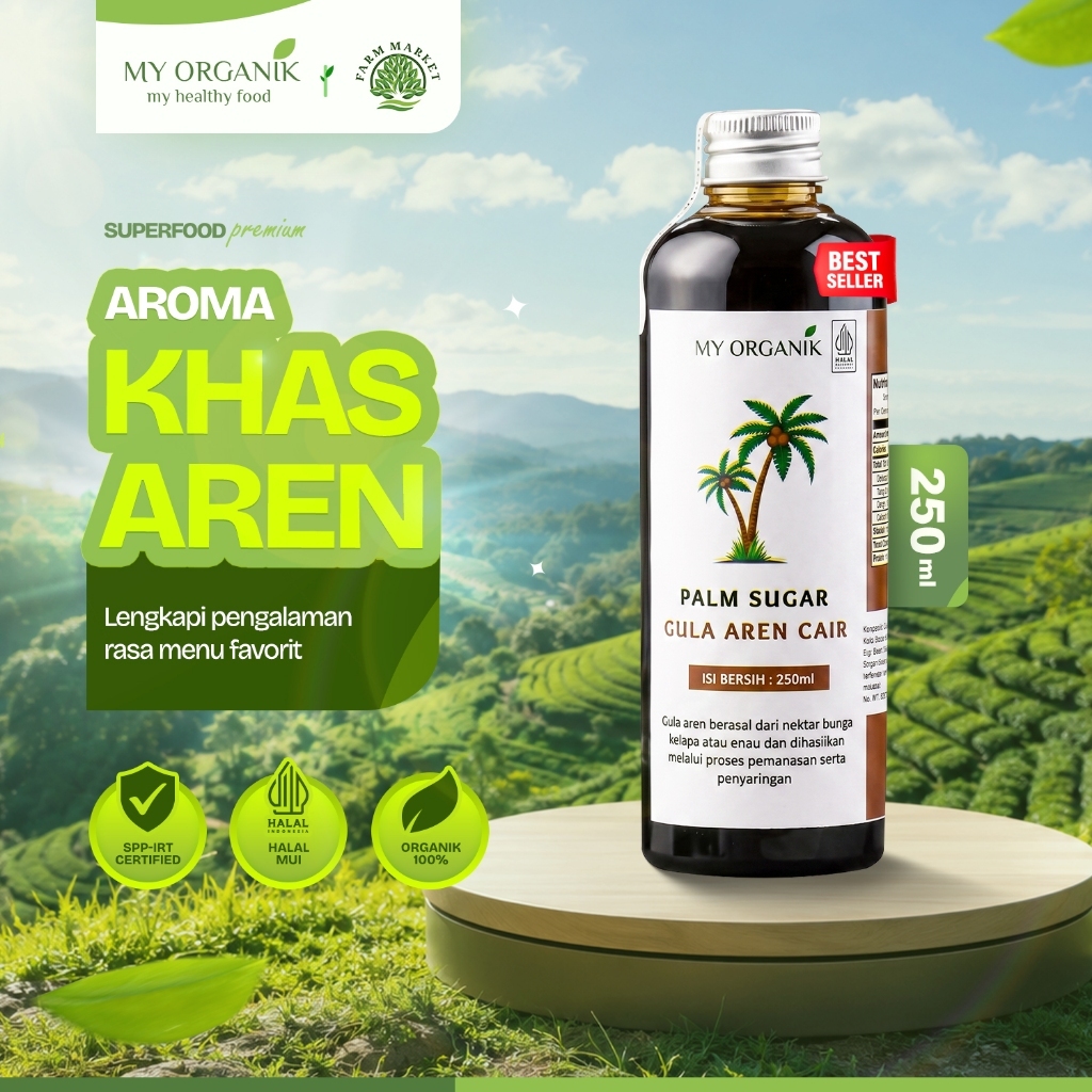 My Organik Gula Aren Cair / Liquid Palm Sugar 250ml Sirup Gula Aren Cair Untuk Kopi Dan Minuman