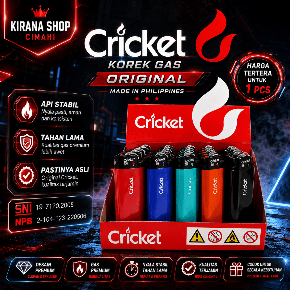 CRICKET ORIGINAL MADE IN PHILIPPINES / KOREK GAS API CRICKET ASLI / LIGHTER / PEMANTIK / MANCIS KERE