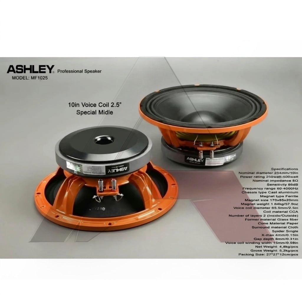 Speaker Component Ashley MF 1025 / MF1025 Original Spiker 10inch Middle MF-1025