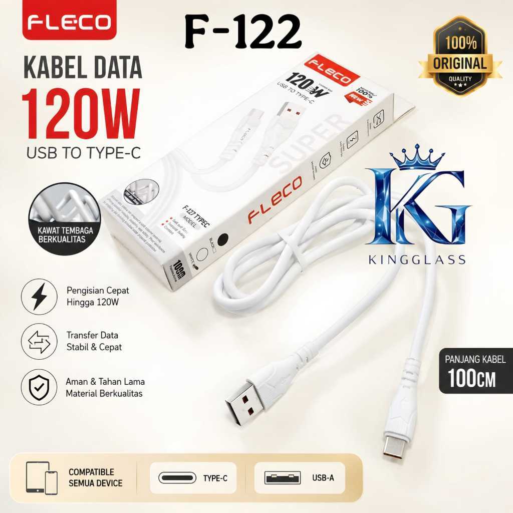 Kabel Data Fleco F-122 120W Fast Charging 1 Meter Kabel Charger Type C / Micro [GLX]