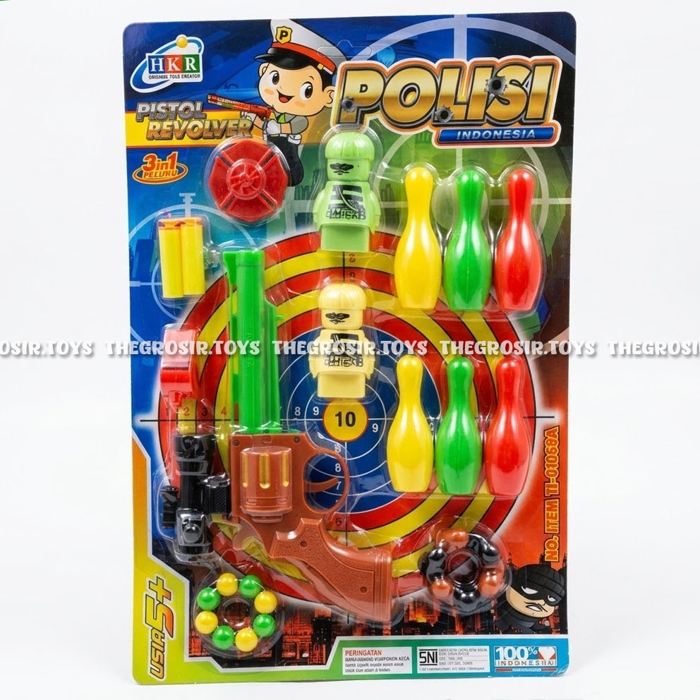 TGT Pistol Revolver Polisi 11-01068A Mainan Tembak Bowling Shooting Dart Tempel Target