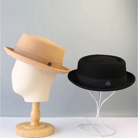 KIAMA - Topi Laken Fedora Original Import 100% Woll Murni Wool Felt Bowler Hat with Textured Crown &