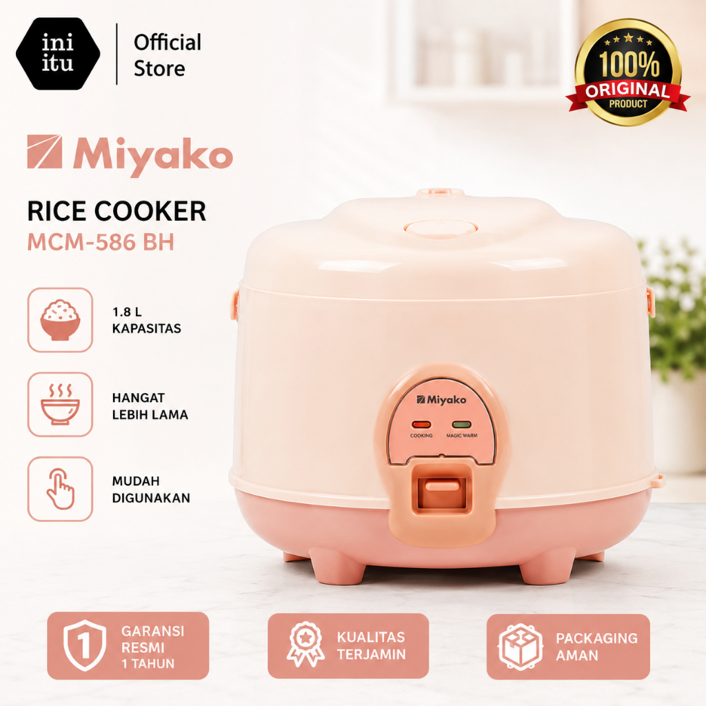 [ Miyako ] Magicom / Rice Cooker Miyako MCM-586 BH Panci Nanoal Berlian Hitam Anti Lengket Kapasitas