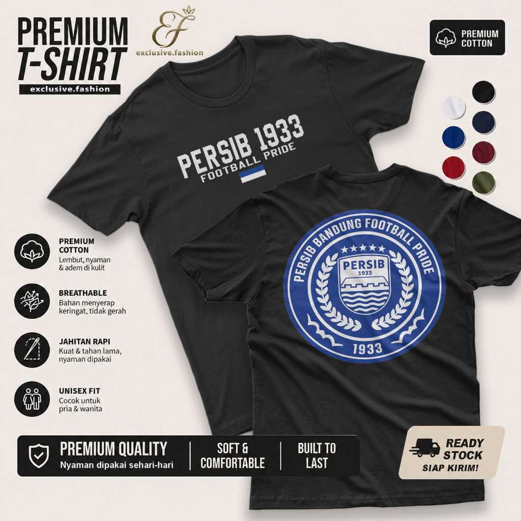 Kaos Persib 1933 Football Pride Bobotoh Viking / T-Shirt Baju Bola Distro Bandung Premium Cotton Uni