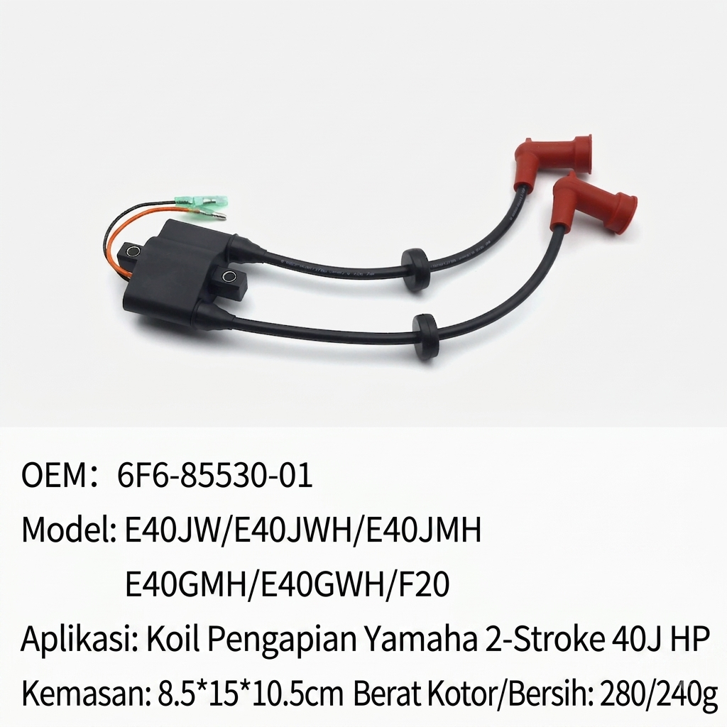 Koil Pengapian Ignition Coil Mesin Tempel Yamaha 2 Tak 40 HP E40J E40G OEM 6F6-85530-01 6F6-85530