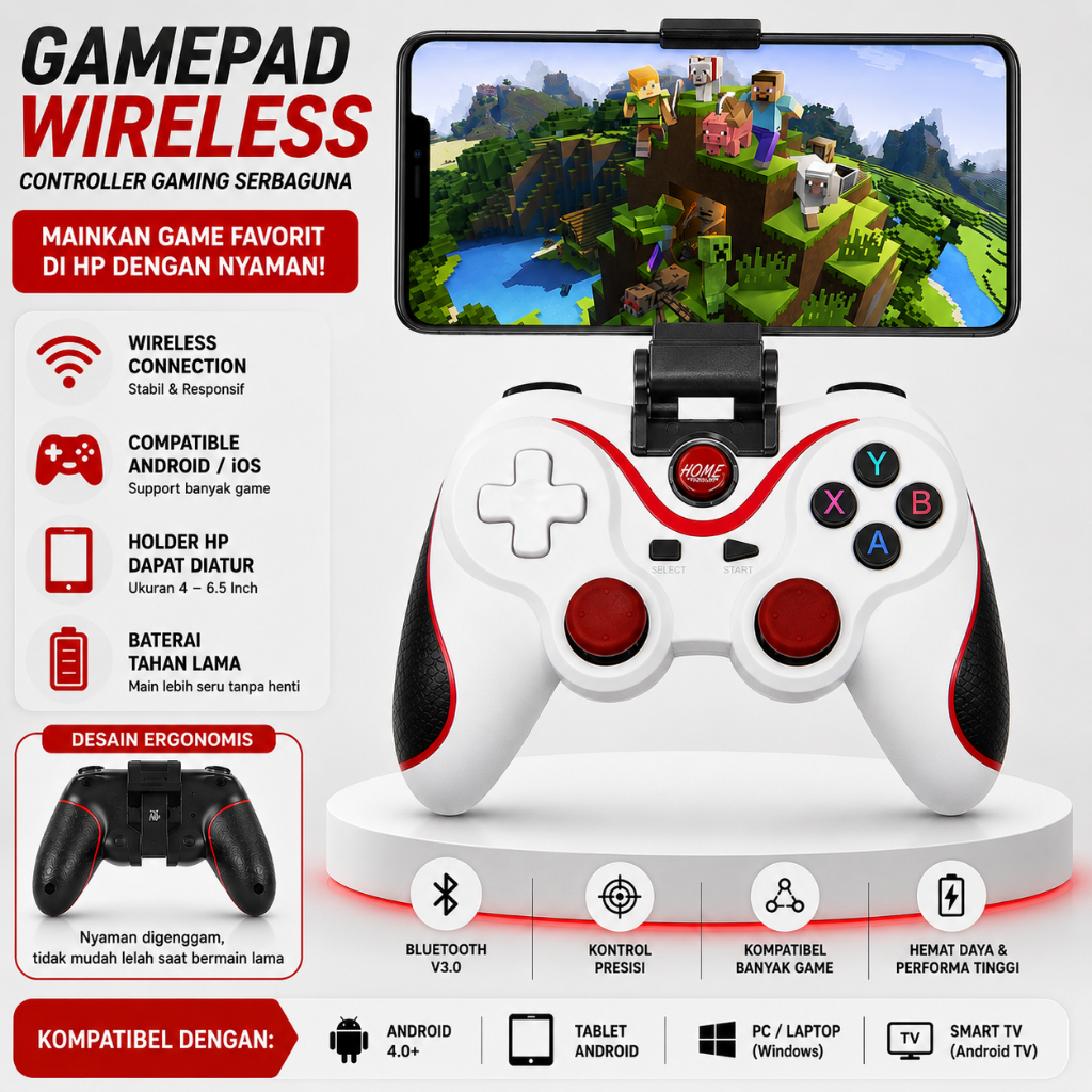 Gamepad X3 Controll Bluetooth Stick Universal - Tablet - Smart Phone - PC