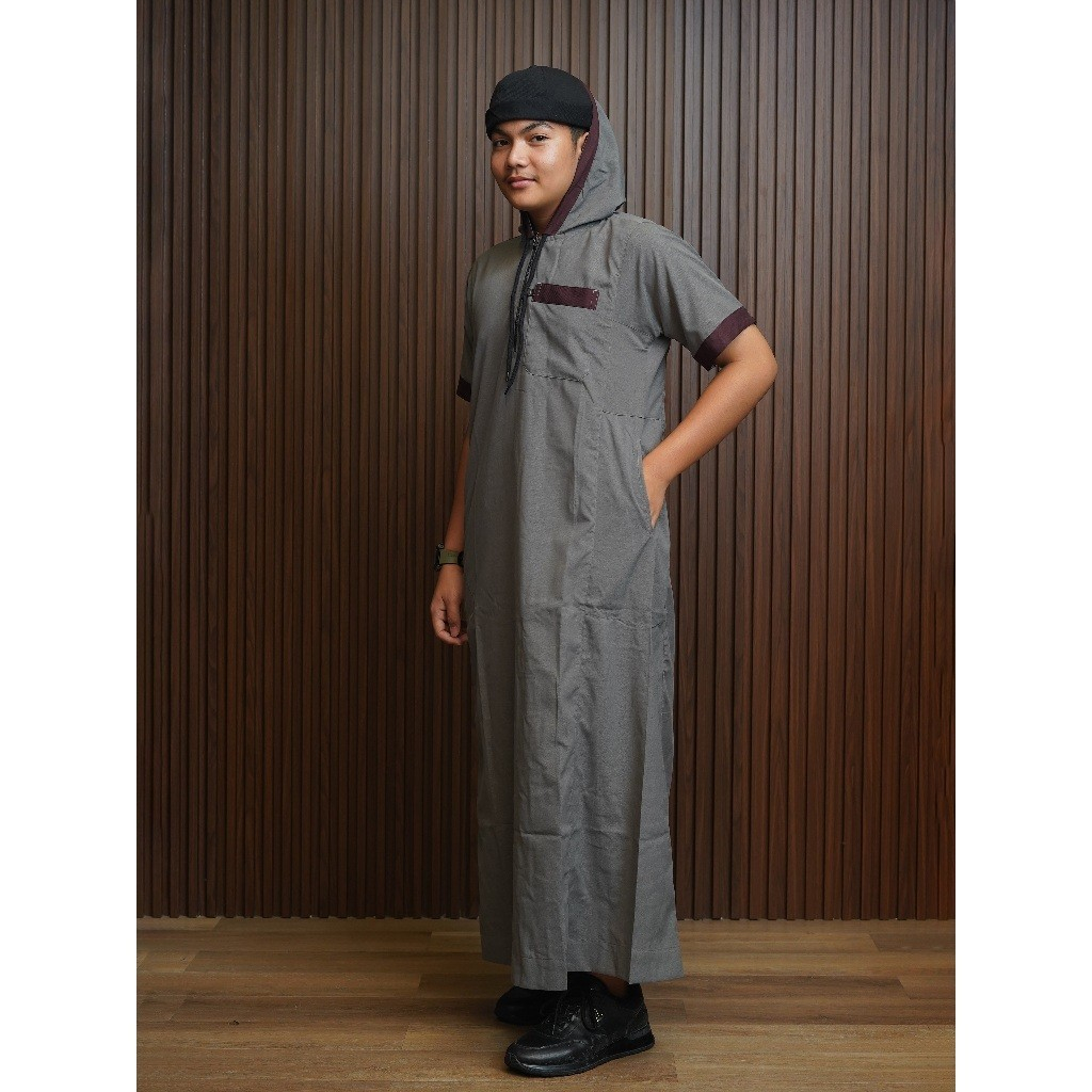 Jubah Series Thaib by Al Amwa Premium | Jubah Hoodie Maghriby | Jubah Dewasa Lengan Pendek Jubah pri