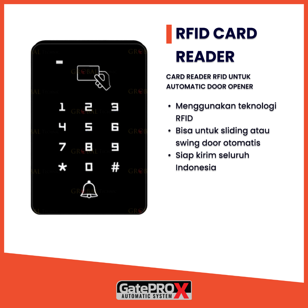 GATE PRO X CARD READER RFID TAP ACCESS CONTROL KEYPAD SMART AUTOMATIC DOOR MURAH