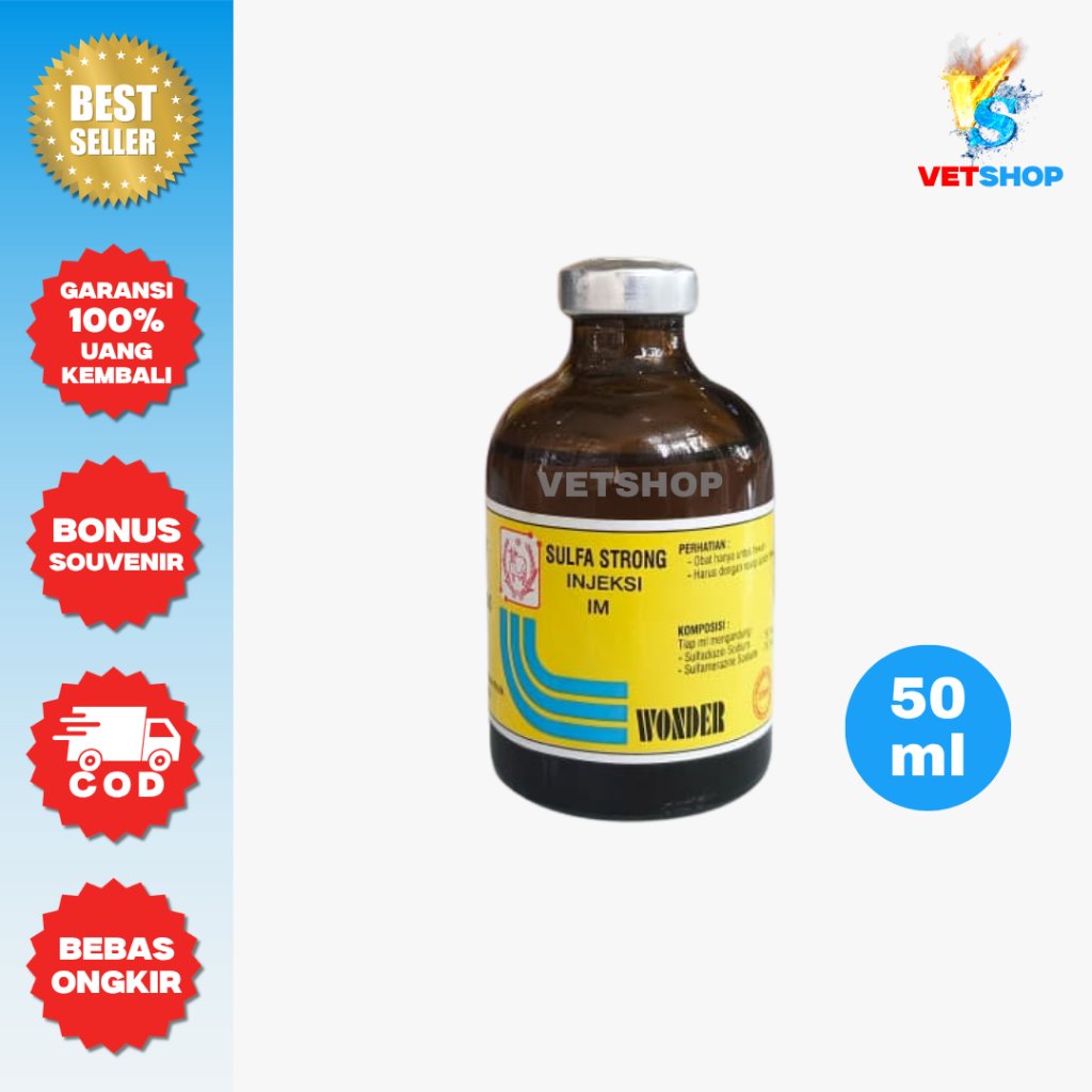 SULFA STRONG Inj 50 ml WONDER - Obat Injeksi Diare Kembung Sapi Kambing Ayam - VETSHOP