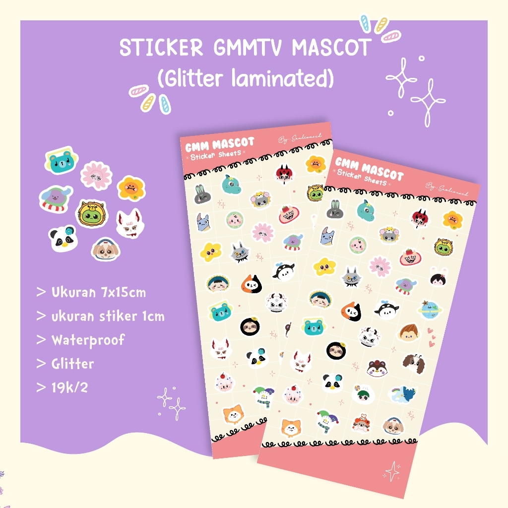 [Sanlions] Stiker gmmtv maskot glitter / Sticker gmmtv mascot glitter mini