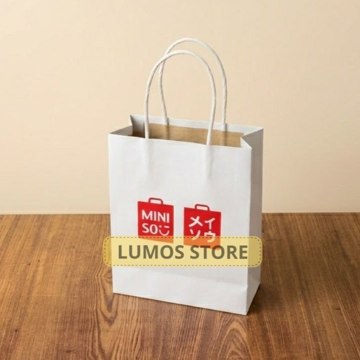 Paper Bag Miniso Ukuran Small Putih Tas Kado Hadiah Hampers