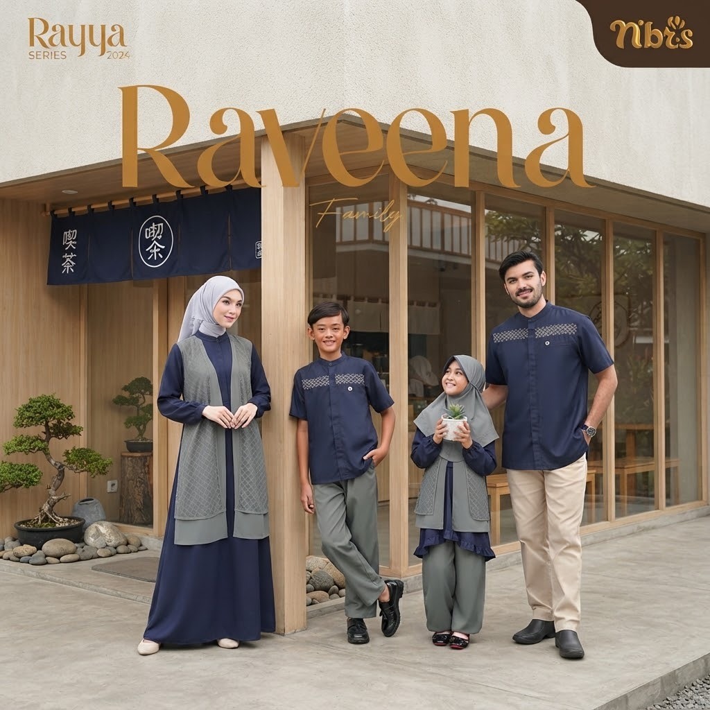 SARIMBIT SERAGAM KELUARGA TERBARU RAVEENA BRIGHT COBALT BY RAYYA SERIES NIBRAS || SERAGAM LEBARAN KE