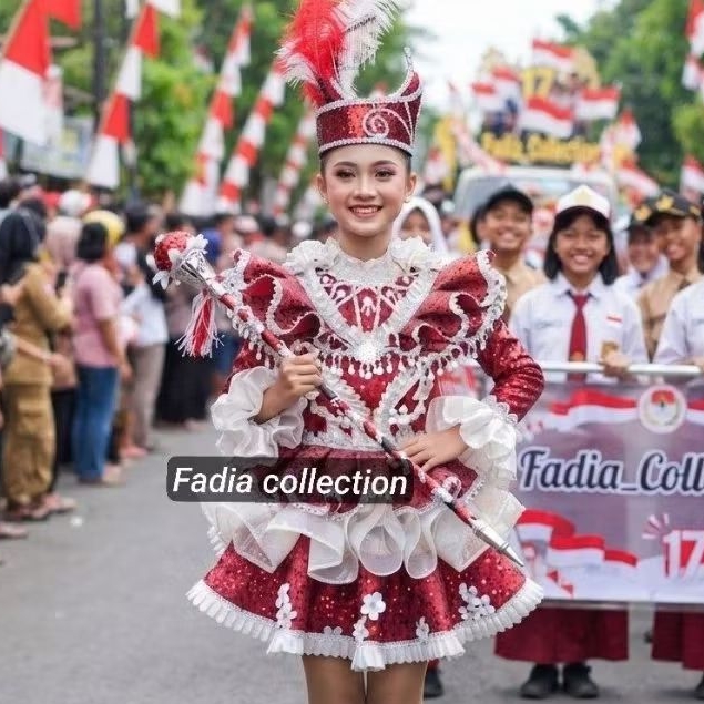 Baju Mayoret Krinolin Geber/Baju Mayoret Merah Putih/Baju Mayoret Terbaru/Mayoret Drumband
