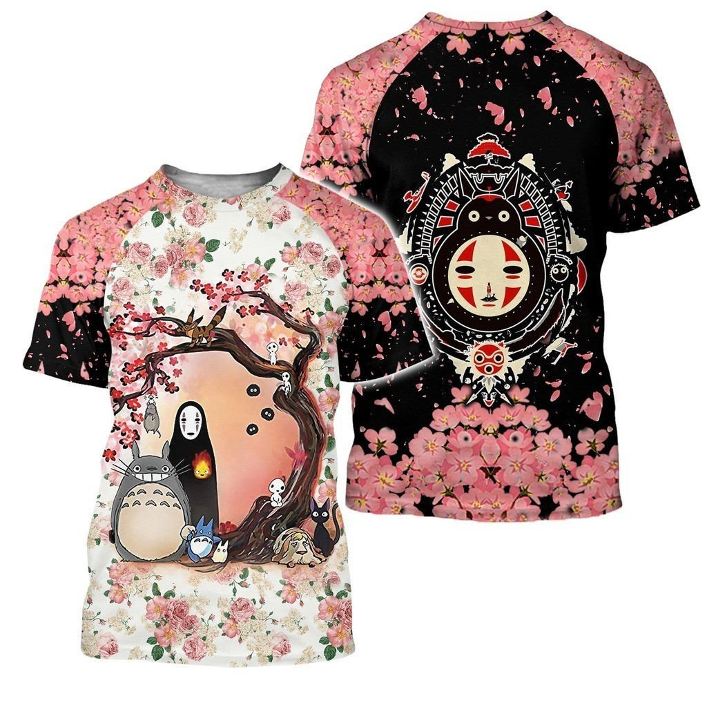 Kaos 3D Anime Beragam Motif MHA Deku Bakugo Totoro Hime Mononoke Yubaba Spirited Away Depan Belakang
