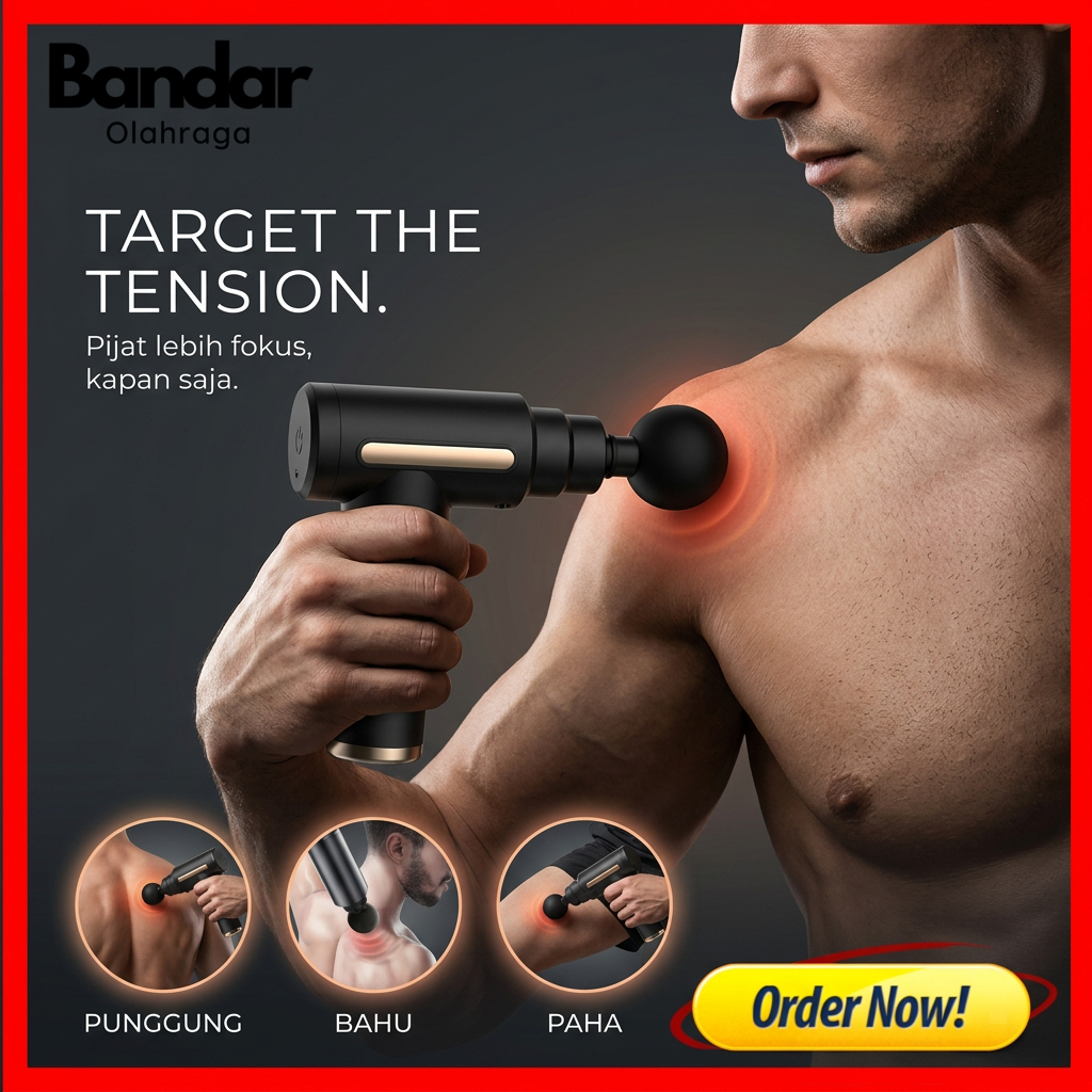 MASSAGE GUN - DEEP TISSUE MUSCLE MASSAGER - ALAT PIJAT GETAR WIRELESS